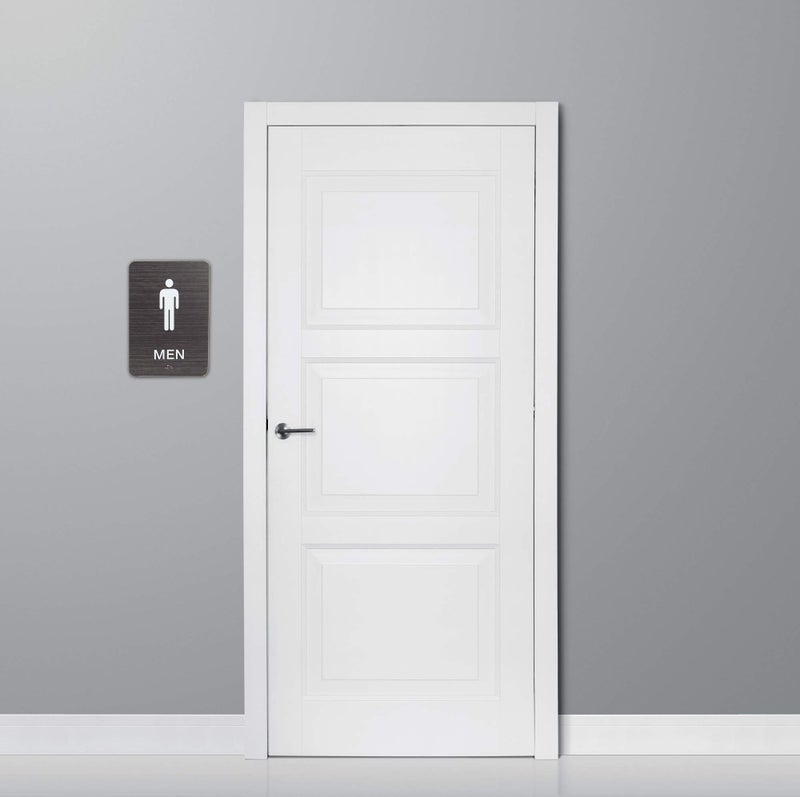 SBlabels Non-Accessible/Wheelchair Men & Women ADA Restroom (Bathroom) Sign Set w/Braille - Dark Wood - Image 3